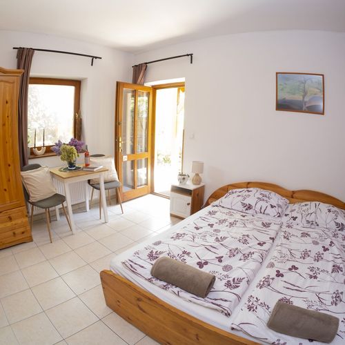 Apartament la parter cu vedere spre grădină cu 1 camera pentru 2 pers.