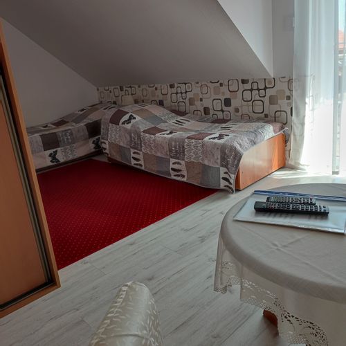 Camera twin cu baie cu vedere spre grădină