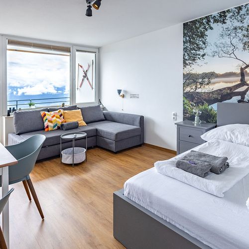 Apartament cu vedere spre râu cu vedere spre munte cu 2 camere pentru 6 pers.