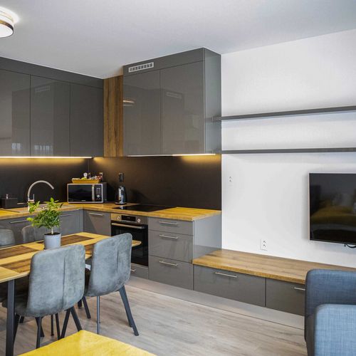 Apartament 2-osobowy z prysznicem z aneksem kuchennym z 1 pomieszczeniem sypialnianym (możliwa dostawka)