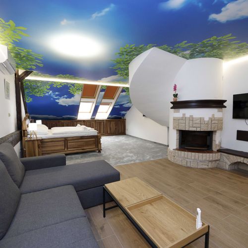 Deluxe Apartman tV s plochou obrazovkou s manželskou postelí s 1 ložnicí (s možností přistýlky)