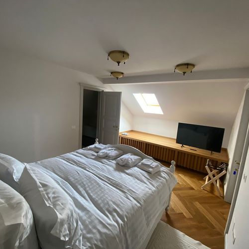 Manzárd Apartman s vlastní kuchyňkou s manželskou postelí s 1 ložnicí