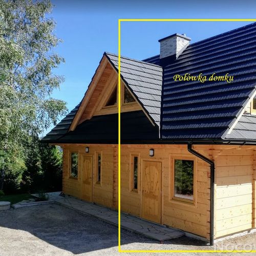 Domek drewniany 5-osobowy z widokiem na las z widokiem na ogród