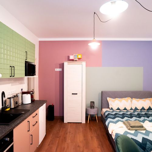 Apartament studio la parter cu 1 camera pentru 2 pers.