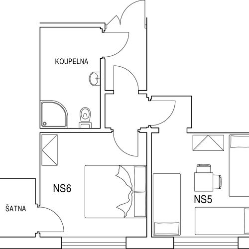 Apartman pro 5 os. se 2 ložnicemi
