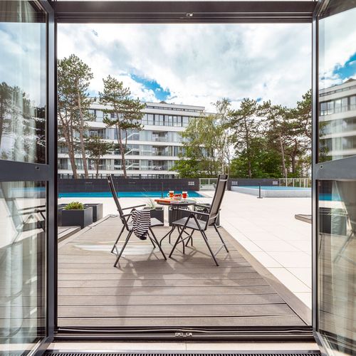 Apartament 3-osobowy na piętrze z tarasem z 1 pomieszczeniem sypialnianym