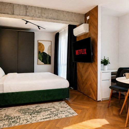 Apartament cu balcon cu bucătărie proprie cu 1 camera pentru 2 pers.