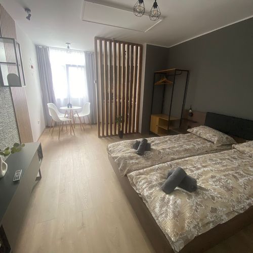 Apartament deluxe cu bucătărie proprie cu 1 camera pentru 2 pers. (se poate solicita pat suplimentar)