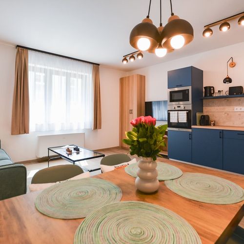 Apartament la parter cu vedere spre parc cu 2 camere pentru 4 pers.