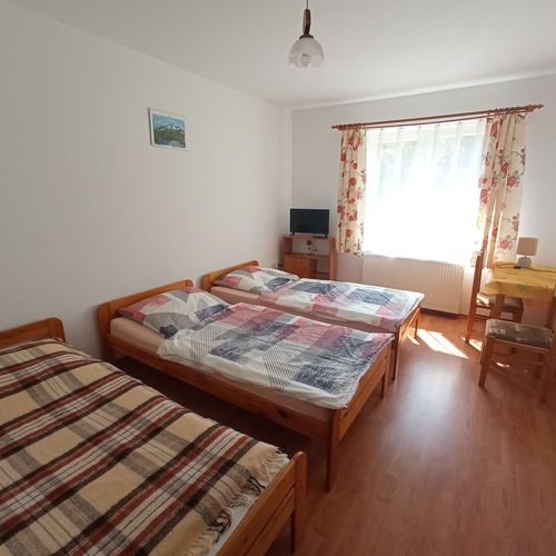 Pokój 3-osobowy na parterze z widokiem na ogród (możliwa dostawka)