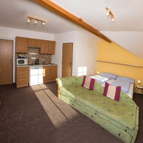 Apartman se sprchou s vlastní kuchyňkou s manželskou postelí s 1 ložnicí (s možností přistýlky)