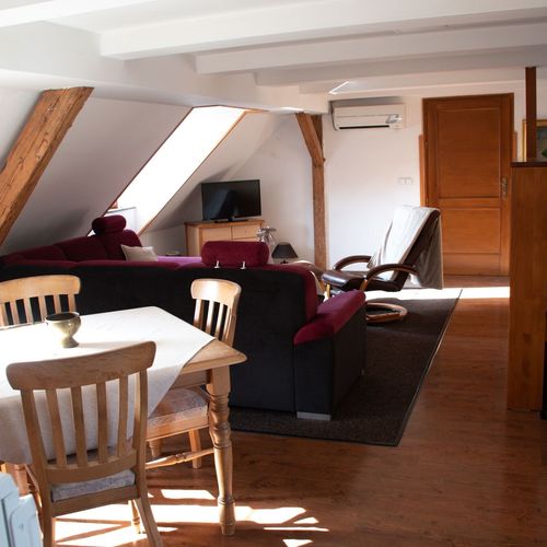 Apartament la mansardă cu panoramă cu 1 camera pentru 3 pers. (se poate solicita pat suplimentar)
