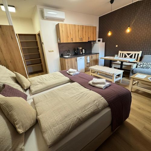 Studio Apartman s koupelnou s manželskou postelí s 1 ložnicí (s možností přistýlky)