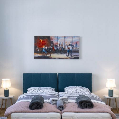 Apartament 4-osobowy na piętrze z widokiem na miasto z 2 pomieszczeniami sypialnianymi