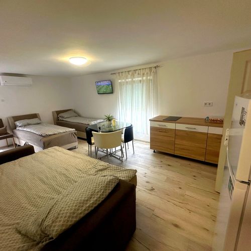 Apartman pro 4 os. s 1 ložnicí s výhledem na řeku na poschodí