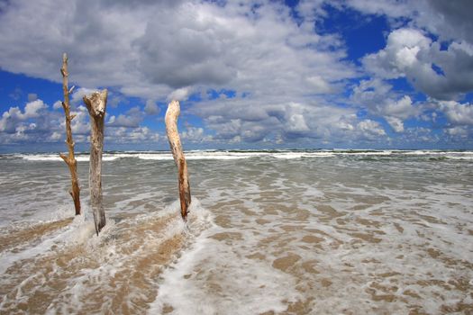 Morze zabiera plażę podczas sztormu