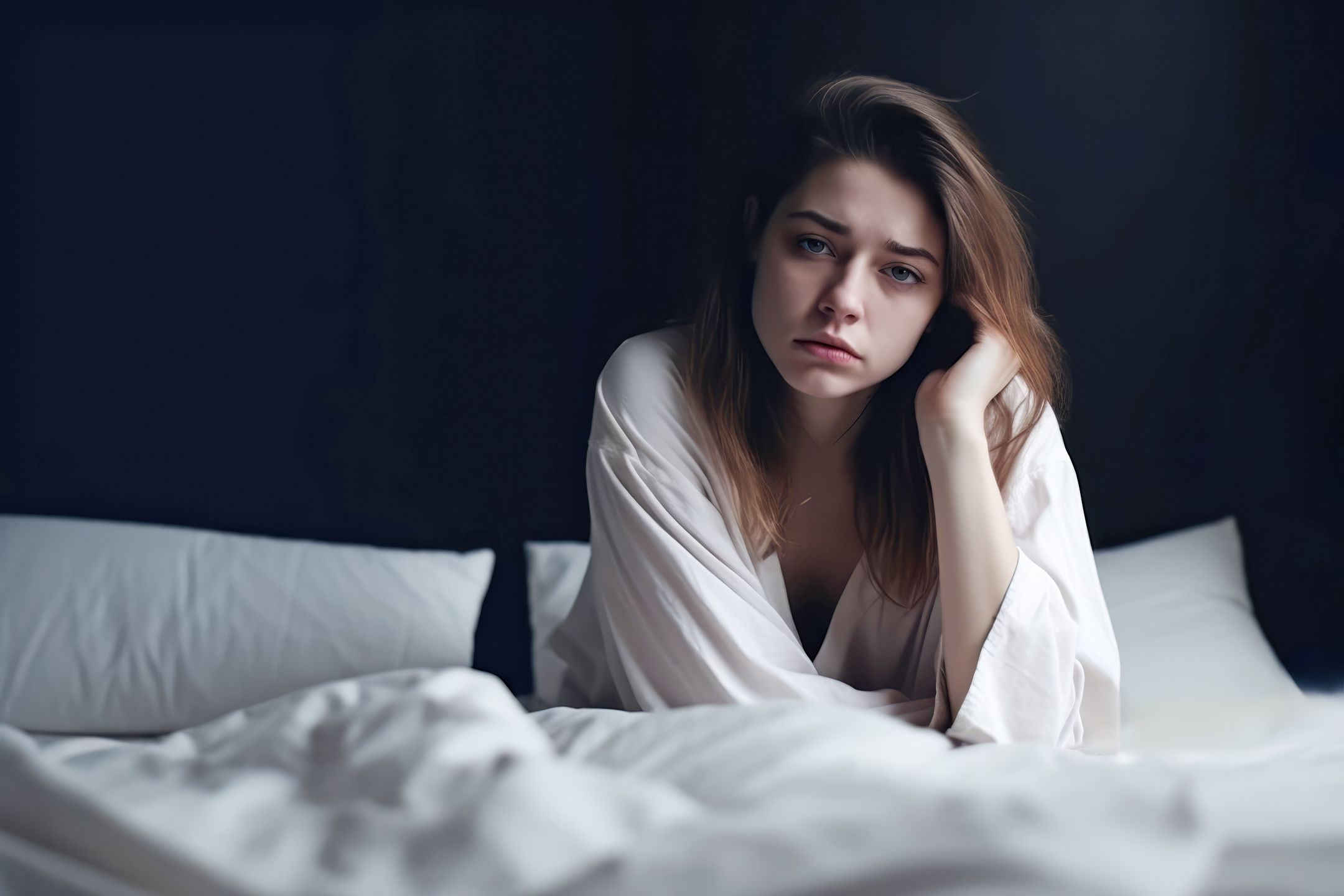 schlafstörungen, schlaf, migräne, frau, unausgeschlafen, bett, kopfschmerzen, schlafprobleme, schlafgesundheit, sorgen, gesundheit, mobbing, schlafen, mädchen, jung, schmerzen, schlafzimmer, psychologie, aufstehen, wach, sitzend, probeme, kater, alkohol, ruhe, krankheit, psyche, psychotherapie, medizin, erholsamer schlaf, träumen, müde, traum, nacht, stress, schnarchen, schlafapnoe, porträt, ruhebedürfnis, apnoe, schlaflabor, zuhause, morgen, person, gesicht, leute, erholung, entspannen