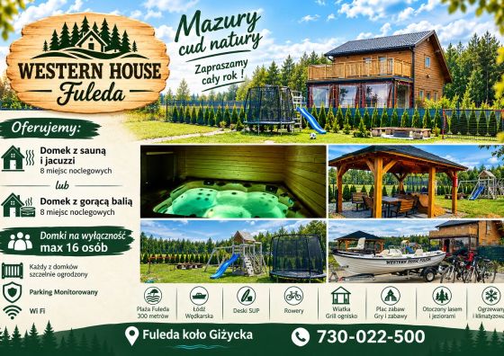 Domek Western House gorąca bania Giżycko, Fuleda 