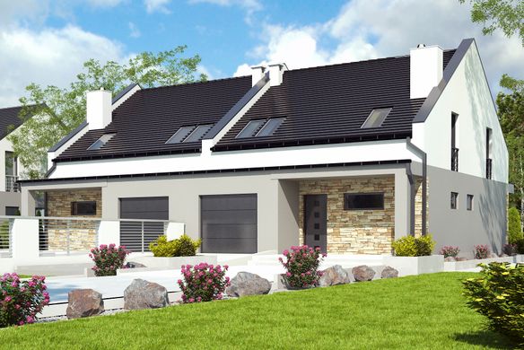 Projekt domu Mazurek III z garażem 1-st. bliźniak [A-BL1]