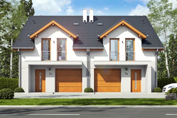 Projekt domu Jukka z garażem 1-st. bliźniak [A1-BL]