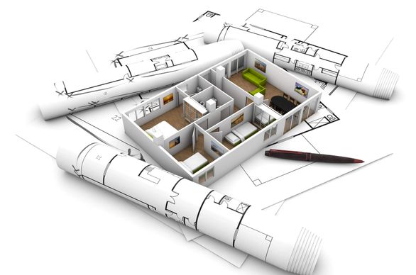 makieta parteru domu ze ścianami wewnętrznymi na projekcie
