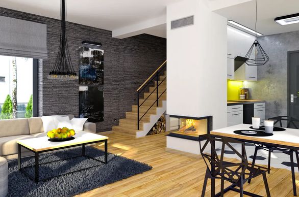 schody wewnętrzne w domu z projektu Eco 4 z garażem 1-st. [A] WRF1481