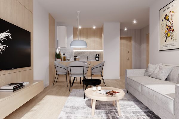 Apartamenty w inwestycji Marina Iława cechuje ponadczasowy minimalizm.