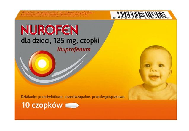 Nurofen dla dzieci, Ibuprofenum, 60 mg, 125 mg, czopki