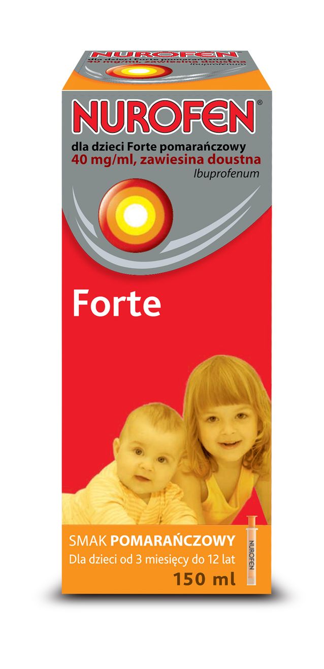 Nurofen dla dzieci Forte truskawkowy/pomarańczowy, Ibuprofenum, 40 mg/ml, zawiesina doustna