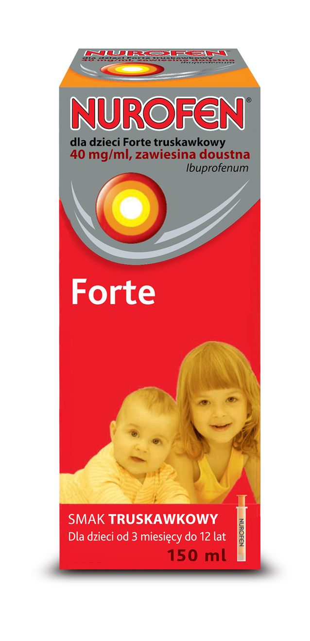 Nurofen dla dzieci Forte truskawkowy/pomarańczowy, Ibuprofenum, 40 mg/ml, zawiesina doustna