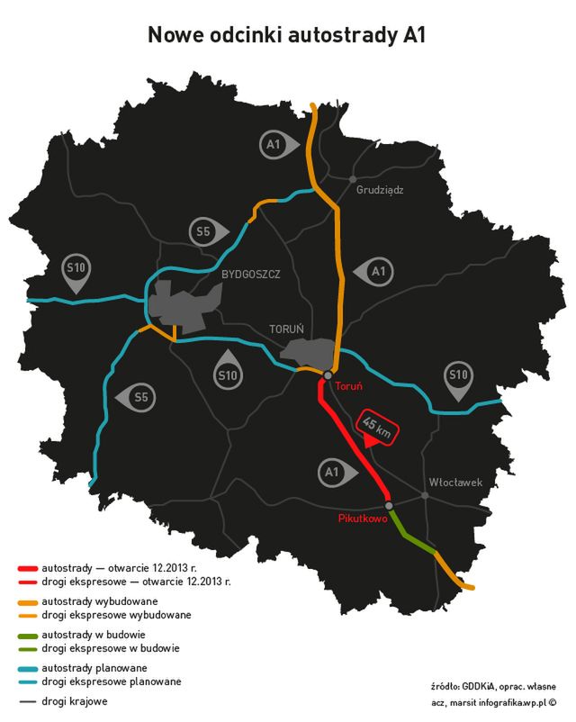 Våbenstilstand Sommerhus Træts webspindel A1 Toruń - Włocławek - Nowe autostrady i ekspresówki. Zobacz mapy - WP  Finanse