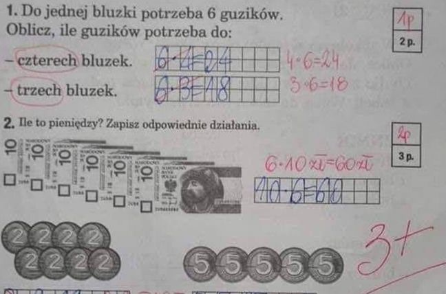 Sprawdzian z matematyki. Uczeń dostał niższą ocenę mimo prawidłowego