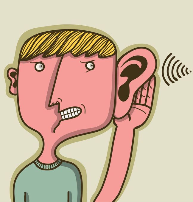 Big hear. A man Ear illustration. Big Ear Lets listen. Elephan big Ear vector cartoon.