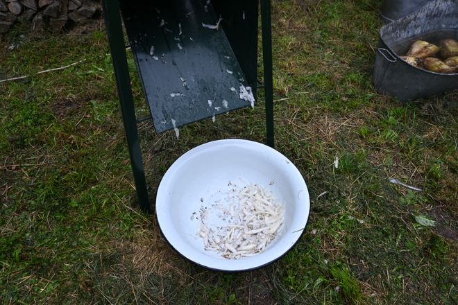 Ścierano warzywa na specjalnej maszynie