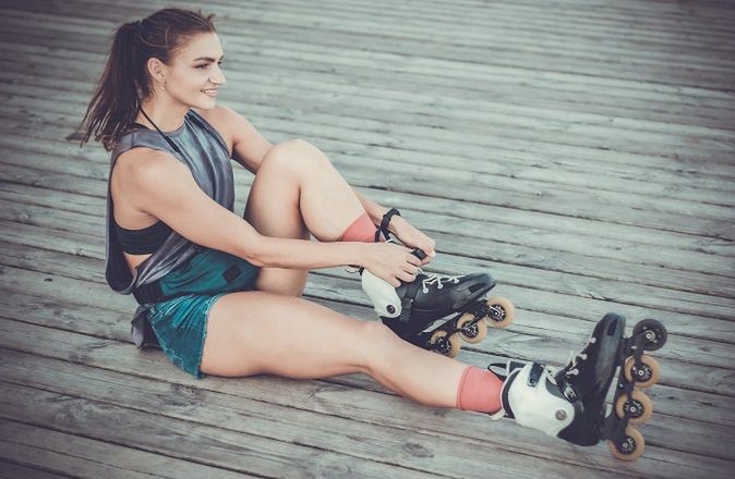 Przypomnij sobie, jaka aktywność fizyczna sprawiała ci radość, kiedy byłaś dzieckiem i wróć do niej.
Young happy woman roller skater sitting on wooden boards and trying on roller skates outdoors. Sport lifestyle
accessory, activity, attractive, background, beautiful, color, cool, entertainment, equipment, extreme, fashion, female, fitness, footwear, fun, girl, hobby, leisure, lifestyle, outdoors, people, person, portrait, roller, rollerblades, shoes, sitting, skate, sport, style, stylish, summer, trying on, wheels, woman, wooden, young, accessory, activity, attractive, background, beautiful, color, cool, entertainment, equipment, extreme, fashion, female, fitness, footwear, fun, girl, hobby, leisure, lifestyle, outdoors, people, person, portrait, roller, rollerblades, shoes, sitting, skate, sport, style, stylish, summer, trying on, wheels, woman, wooden, young