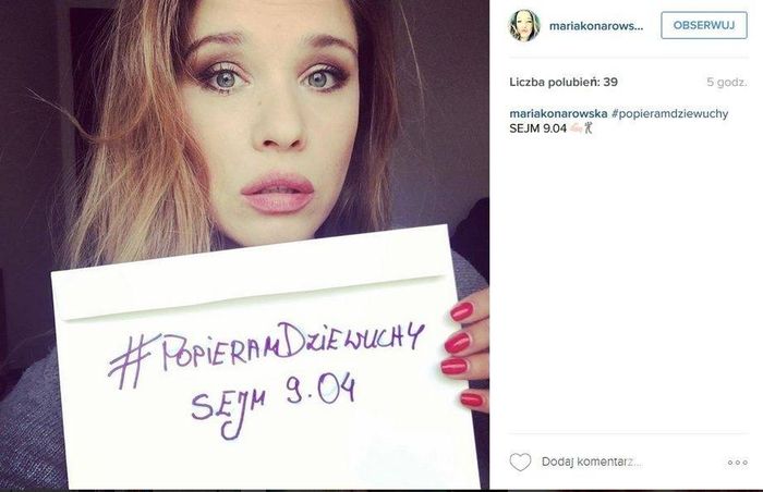 Maria Konarowska wspiera akcję #popieramdziewuchy (fot. Instagram)