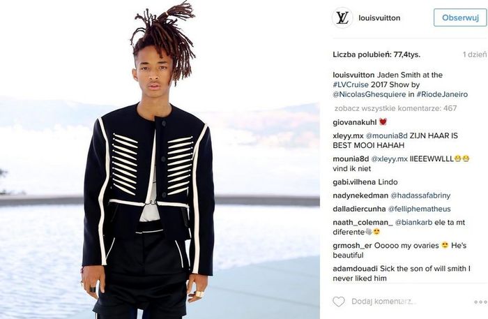 Jaden Smith, pokaz kolekcji ubrań Louis Vuitton Cruise 2017 (fot. Instagram)