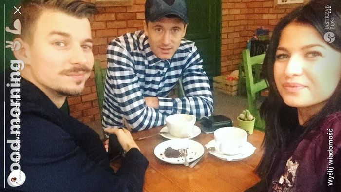 Anna Lewandowska, Robert Lewandowski i Piotr Stachurski razem na śniadaniu