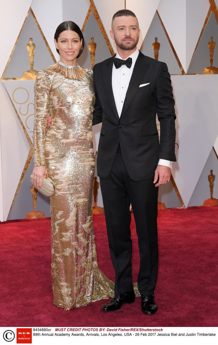 Jessica Biel (kreacja: Kaufman Franco) i Justin Timberlake - Oscary 2017
