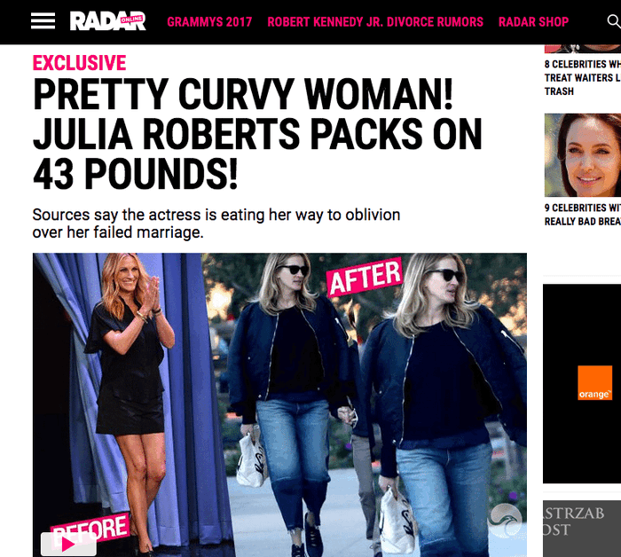 Julia Roberts przytyła 20 kilo