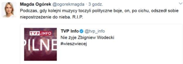 Magdalena Ogórek o śmierci Wodeckiego
