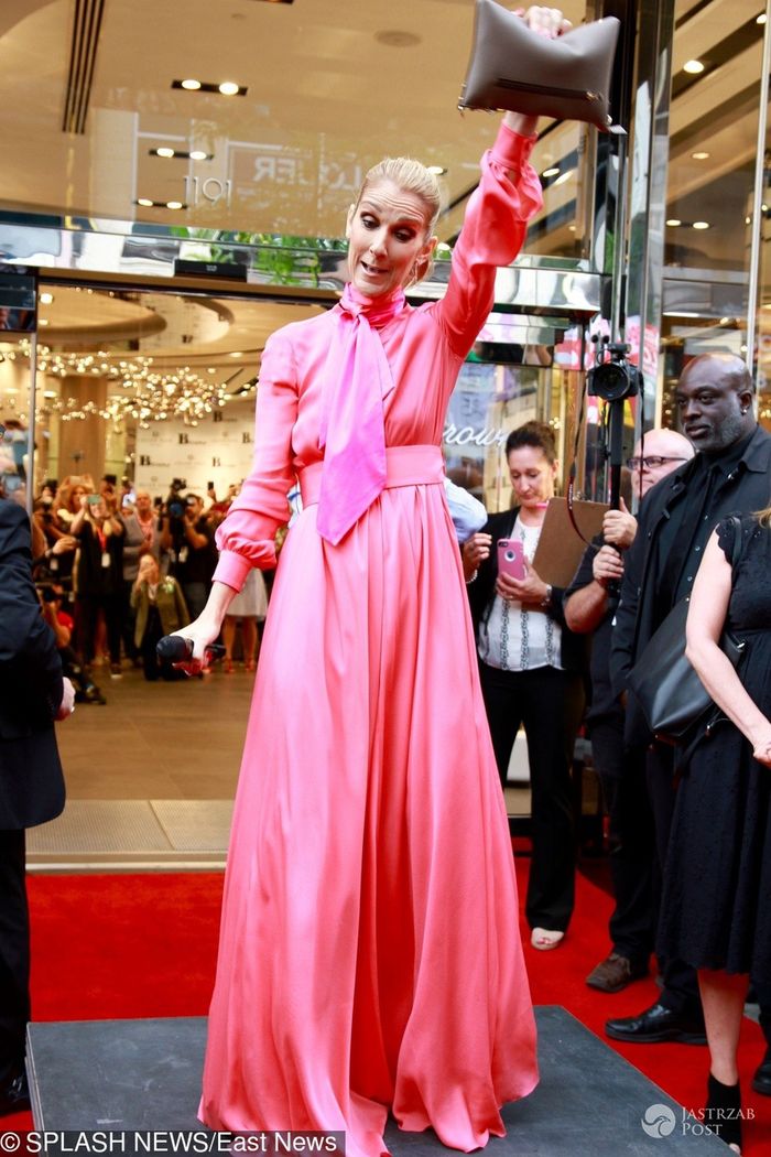 Celine Dion w różowej sukience