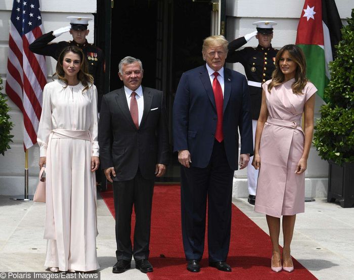 Melania Trump i Donald Trump na spotkaniu z królową Ranią i królem Abdullahem