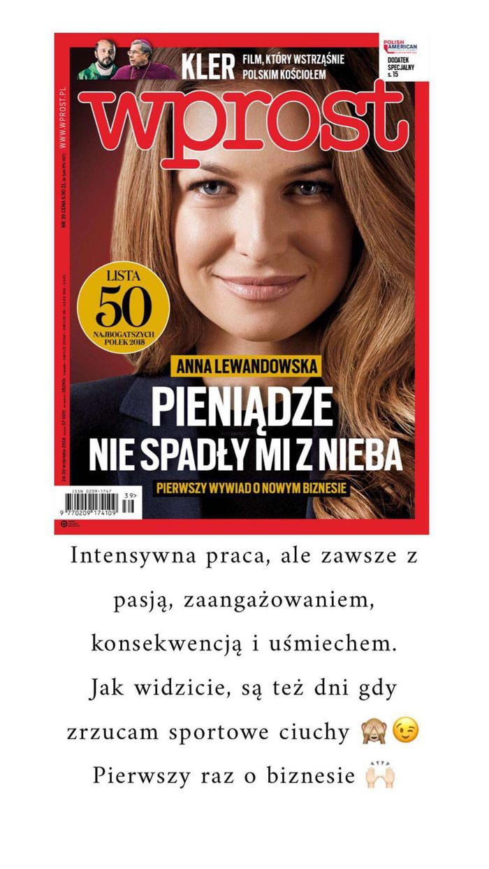 Anna Lewandowska na liście najbogatszych Polek według Wprost