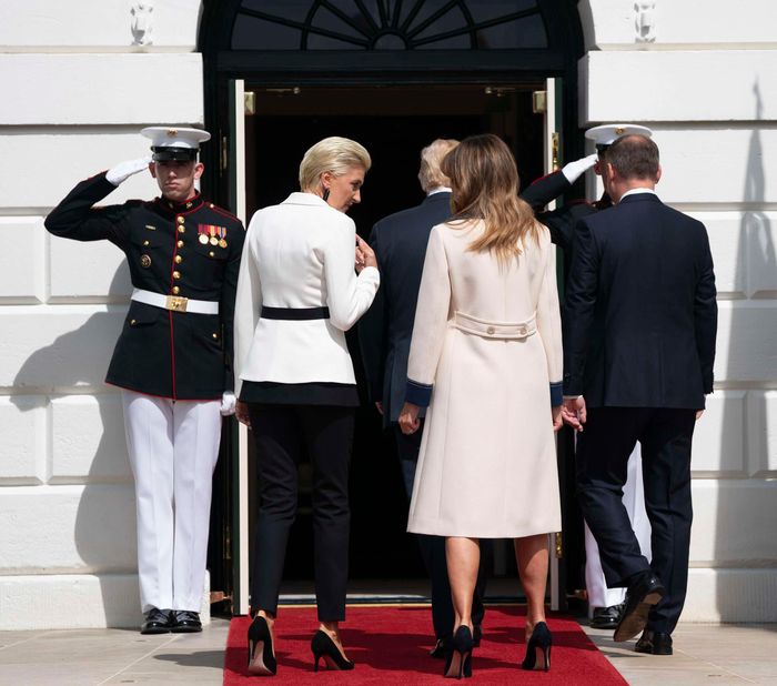 Agata i Andrzej Duda na spotkaniu z Melanią i Donaldem Trumpem w Białym Domu