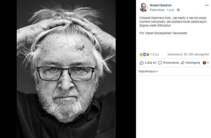 Robert Biedroń opłakuje Kazimierza Kutza