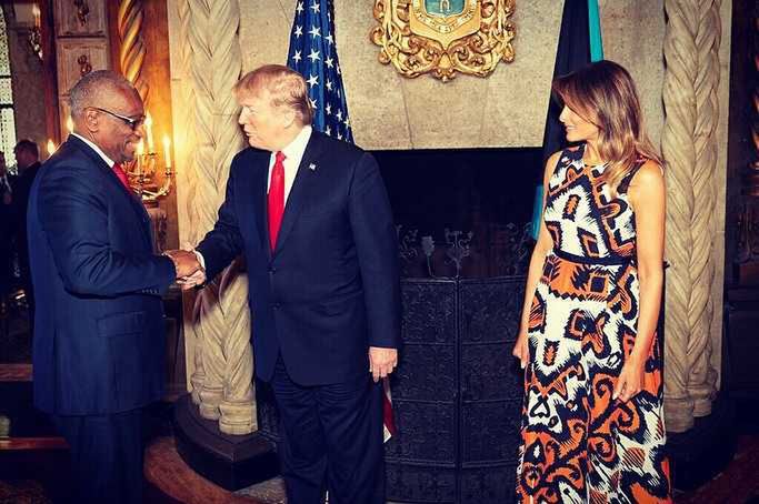 Melania Trump i Donald Trump na spotkaniu z karaibskimi politykami