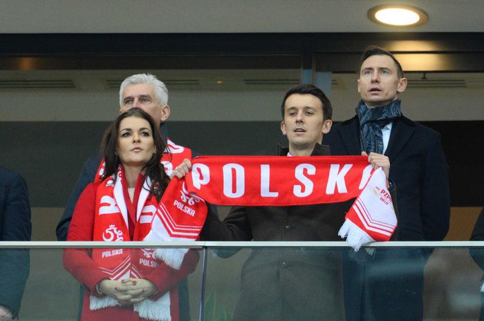 Agnieszka Radwańska z mężem na meczu Polska - Łotwa