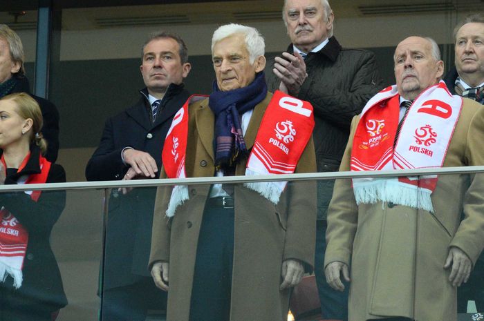 Jerzy Buzek - mecz Polska - Łotwa