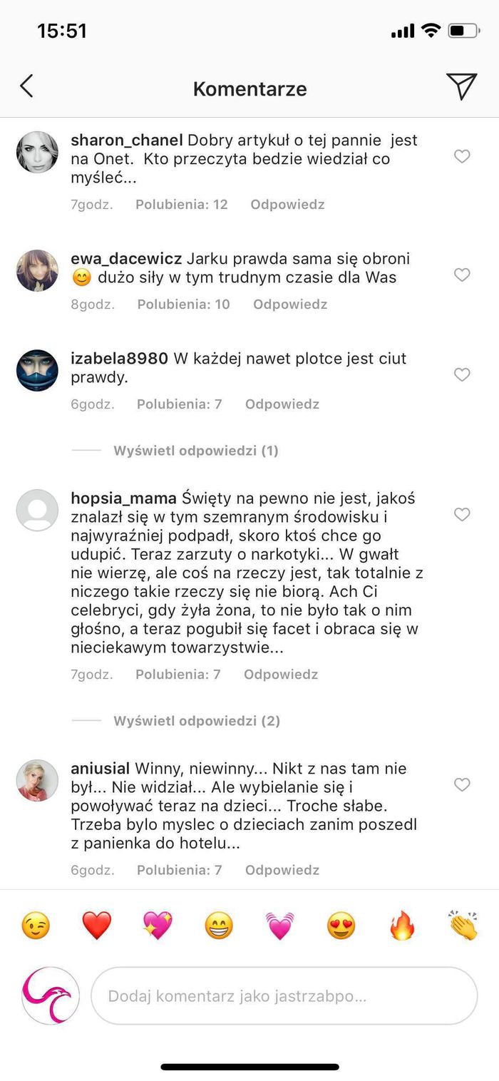 Internauci komentują oświadczenie Jarosława Bieniuka na Instagramie Jastrząb Post